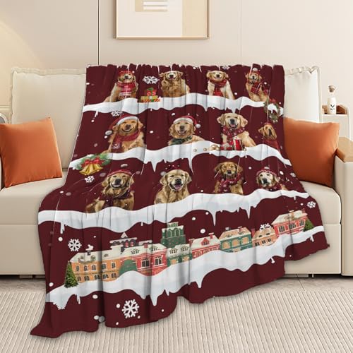 Christmas Golden Retriever Throw Blanket 40x50 Inches Cozy Plush Fuzzy Fleece Gift
