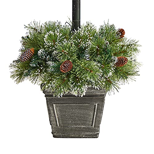 Nearly Natural 5ft Outdoor Christmas Lamp Post with LED Lights & Planter