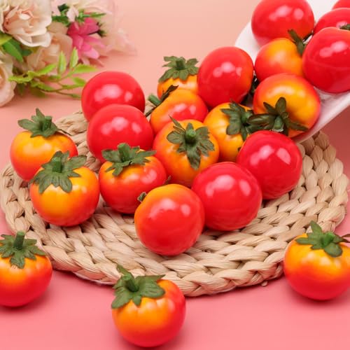Mini Artificial Tomatoes - 40 Pcs Realistic Fake Fruit Decor