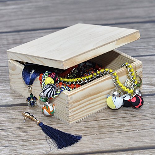 Square Wooden Storage Box with Lid - Unpainted Keepsake Organizer