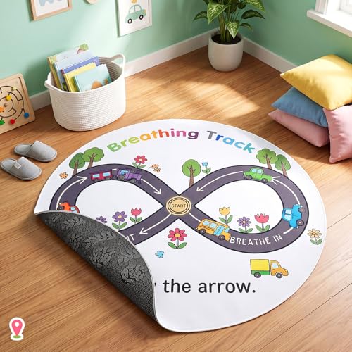 4ft Calming Corner Rug with Breathing Track - Soft Non-Slip Round Mat