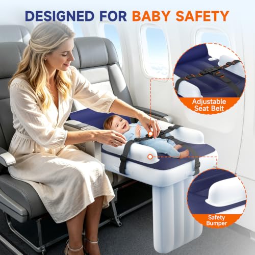 Inflatable Toddler Airplane Bed - Portable Kids Travel Bed with Cup Holder