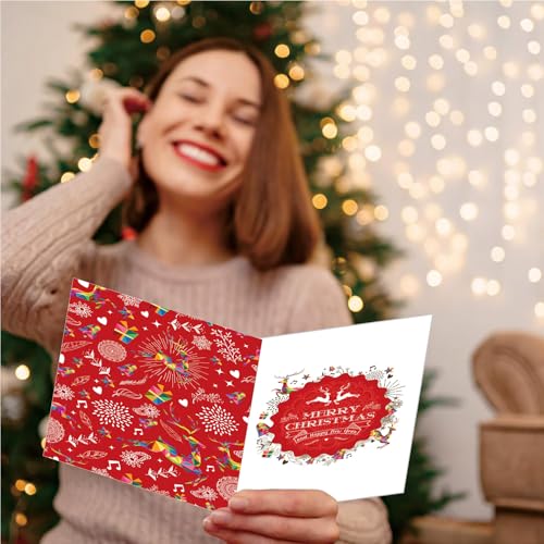 Merry Christmas Cards Set 8 An Envelope & Stickers Included 4x6 Inch Thank You Cards
