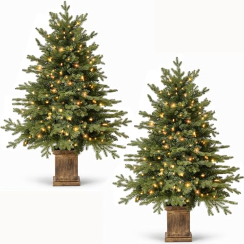 TigeJoy 4FT Warm Beige Pre-Lit Artificial Christmas Trees Set of 2