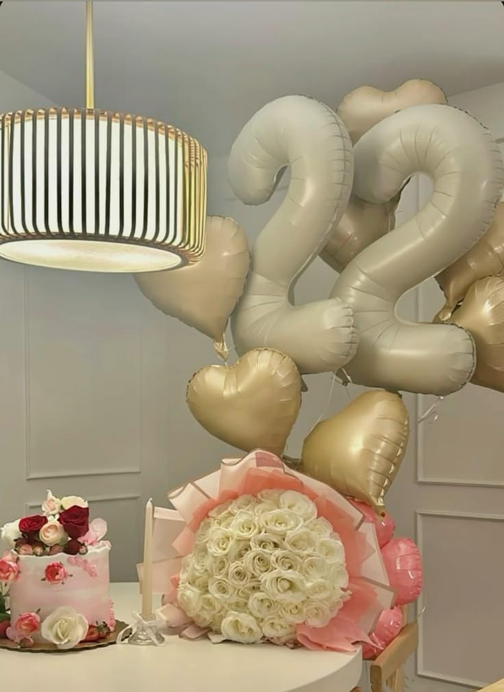 Skiennix 40-Inch Cream Balloon - Sweet 16 Birthday Decorations | Large Foil Number for Events