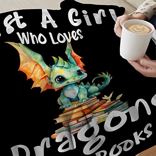 Just a Girl Who Loves Dragons and Books Throw Blanket 50x40 for Kid – Fleece Gift
