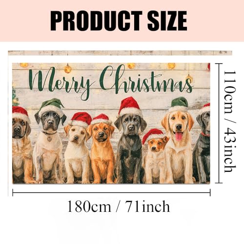 Christmas Dog Banner 71x43 Inch Labrador Puppy Holiday Party Backdrop - Colorful 0781