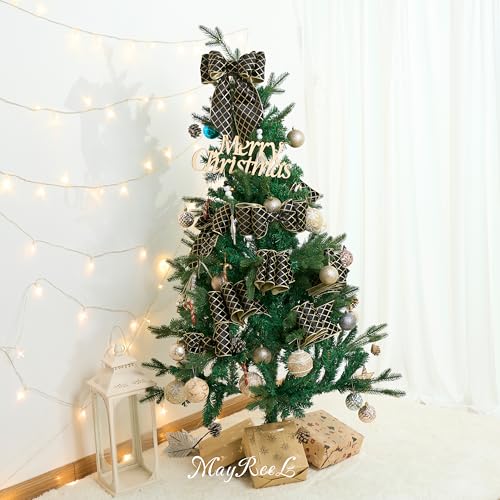 MAYREEL Black & Gold Velvet Wired Ribbon 4 Inch x 10 Yards Christmas Decor