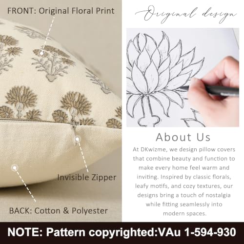 Vintage Floral Pillow Covers 18x18 Set of 2, Farmhouse Botanical Cushion Cases