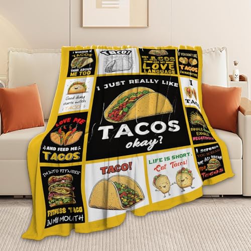 Yellow Taco Blanket 50x60 Ultra Soft Flannel Throw for Taco Lovers - Snapjet
