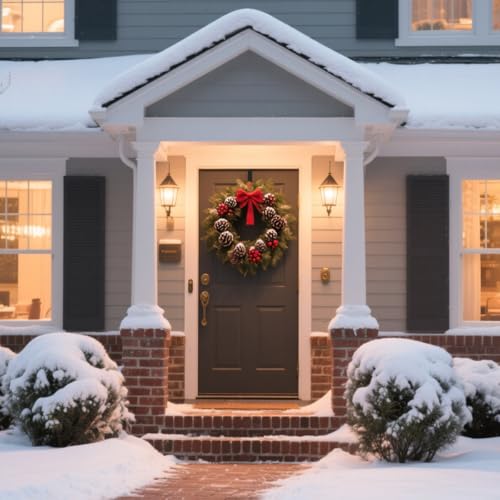 Sattiyrch 15 Inch Over The Door Wreath Hanger Black Hook For Front Door
