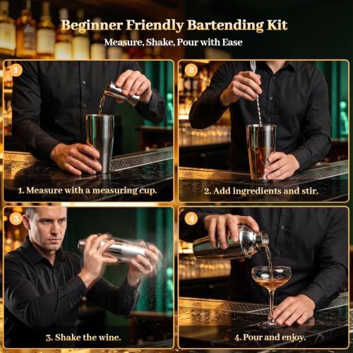 Primero Basics 13-Piece Cocktail Shaker Set for Home & Bar Use