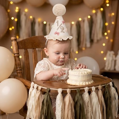 Boho Half Birthday Hat for Baby Girls - Pink 1/2 Birthday Party Crown
