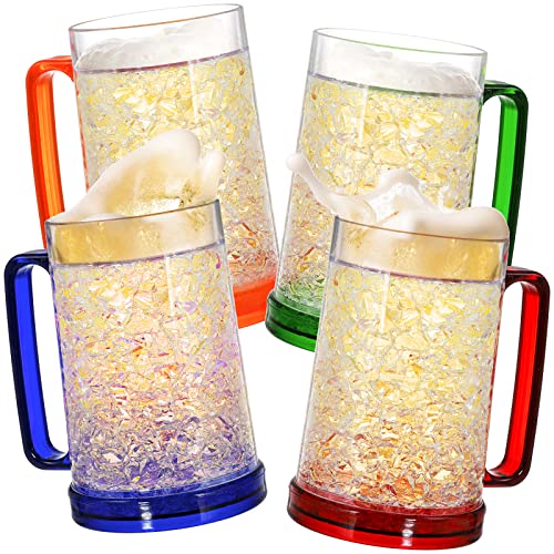 16oz Double Wall Gel Freezer Beer Mugs - Set of 4 Frosty Acrylic Cups