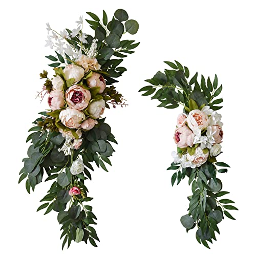 Artificial Peony Flower Swags for Wedding Arch and Welcome Sign, 2-Piece Set
