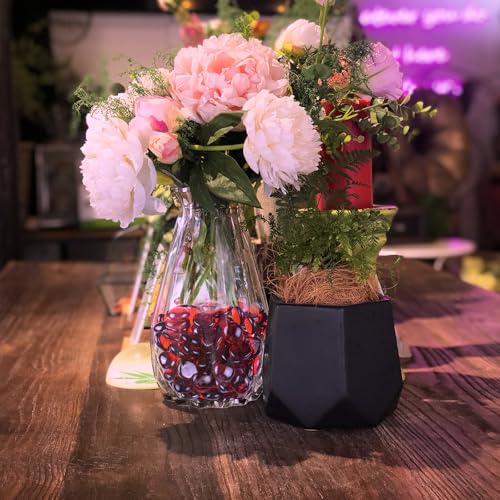 Red Flat Glass Gems & Marbles for Vase Fillers & Table Scatter - 1 lb