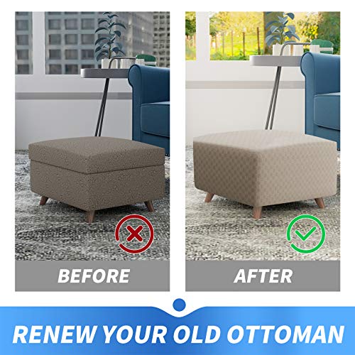 High Stretch Jacquard Ottoman Cover - Soft Rectangle Slipcover