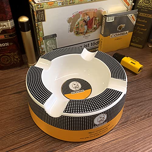8-Inch Large Porcelain Cigar Ashtray with 4 Rests for Patio and Home