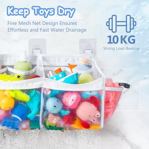 Extra Large Bath Toy Organizer (2 Pack) - Quick-Dry Mesh Bathtub Storage Net