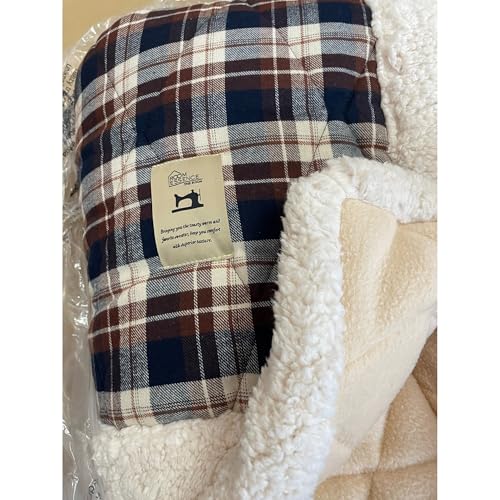 Square Kotatsu Futon Comforter, 75 x 75 Inch Navy Checked Polyester Blanket