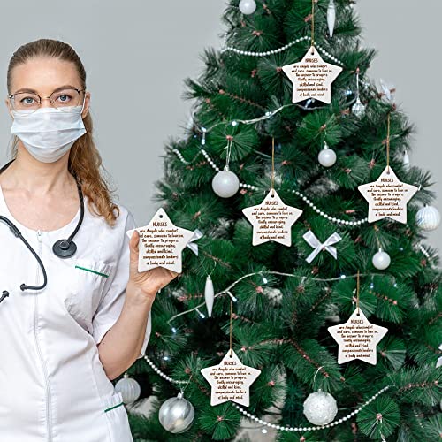 Cunhill 5 Pack Christmas Nurse Appreciation Ornaments - Ceramic Star Gift Set