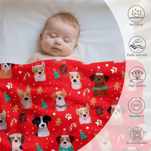 Amasnay Candy Cane Xmas Dog Throw 40x50in Ultra Soft Fleece Blanket