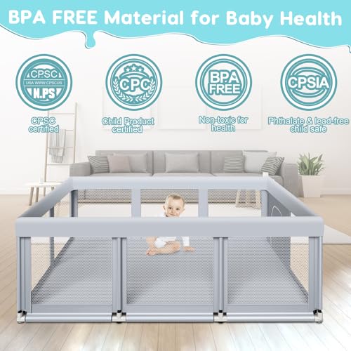 Large Baby Playpen 74x50 Indoor Outdoor Safety Play Yard with Breathable Mesh