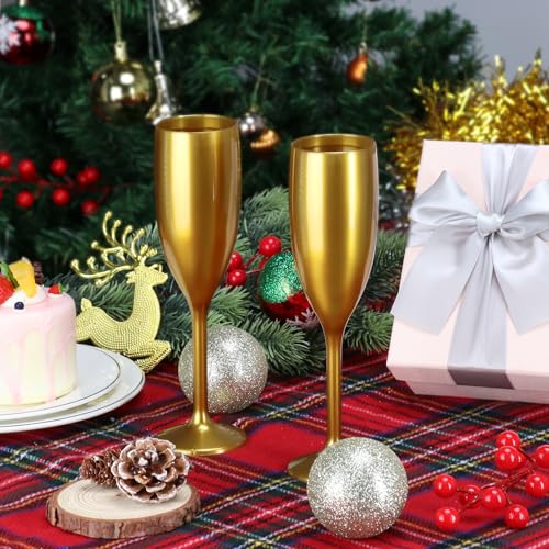 XUWAIDSGN Gold 24-count 5.4 oz Unbreakable Acrylic Champagne Flutes – Mimosa / Toasting Glasses