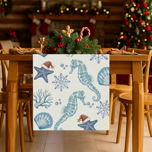 GPGHE 13 x 120 Inch Christmas Table Runner Coastal Seaho rse Starfish Decor