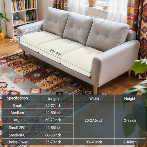 Stretch Couch Cushion Covers - 3-Piece Jacquard Sofa Seat Slipcover Set