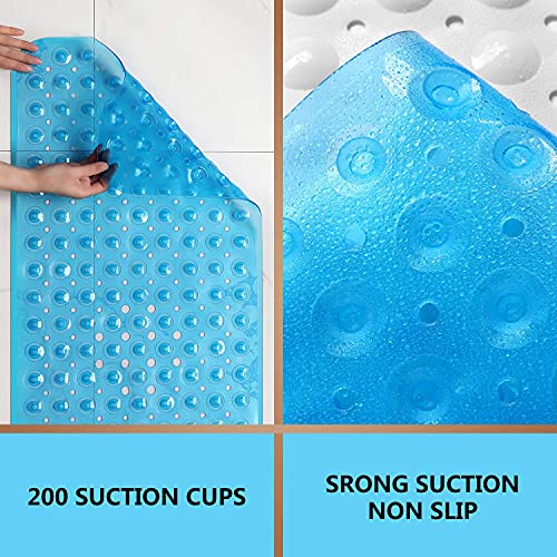 Extra Long Non-Slip Baby Bath Mat, 40 x 16 Inch Shower Mat with 200 Suction Cups