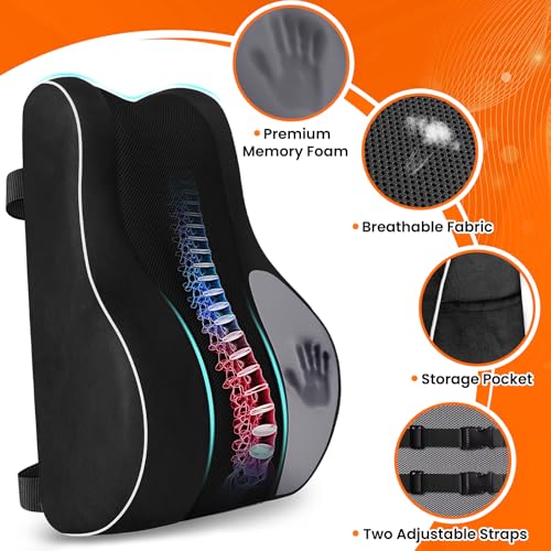 Ergonomic Lumbar Support Pillow - Memory Foam with Adjustable Straps