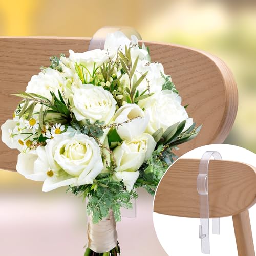 12-Pack Clear Wedding Pew Clips - Aisle Chair Hangers for Bows & Flowers