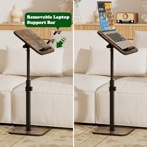Adjustable C-Shaped Swivel Side Table with Tablet Slot for Couch