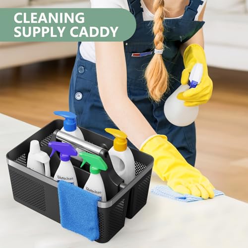 Black Plastic Shower Caddy Portable Bathroom Organizer Tote with Handle