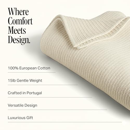 15 lb Weighted Blanket - 100% European Cotton, Soft & Breathable