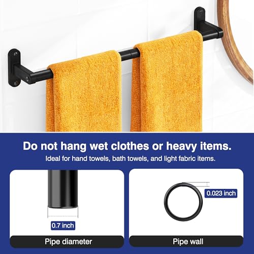 Powools 24-Inch Matte Black Towel Bar - Rustproof Wall Mounted Towel Rack