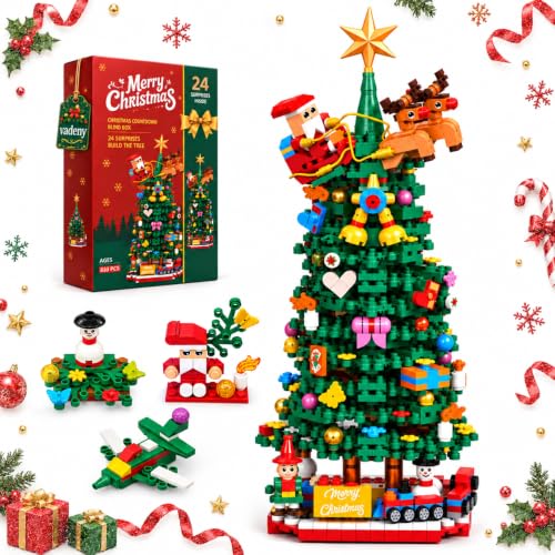 Vadeny Red Advent Calendar 2026 Christmas Building Blocks Set, 24 Days Countdown