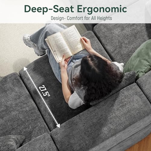 130-Inch Modular Sectional Sofa, 6-Seater Chenille Cloud Couch with Ottoman