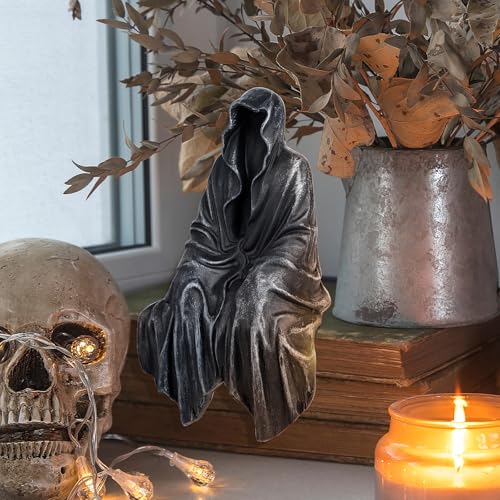 Gothic Black Robe Resin Statue, 5-Inch Creepy Figurine for Home Decor