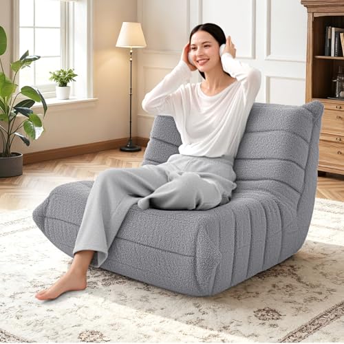 Teddy Fleece Bean Bag Chair - Ergonomic Floor Sofa for Living Room