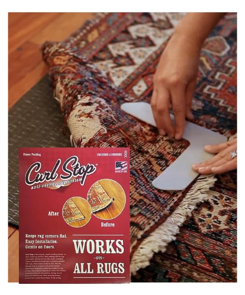 Rug Gripper for Corners & Edges - Anti-Curl Carpet Support, 4 Pack