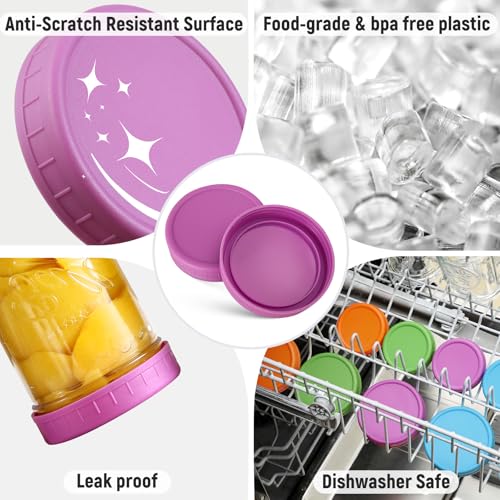 20-Pack Mason Jar Lids - Leakproof Plastic Caps for Regular & Wide Mouth