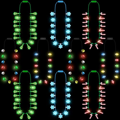 Traplace 10 Pack Christmas Light Up Necklaces for Parties & Holidays