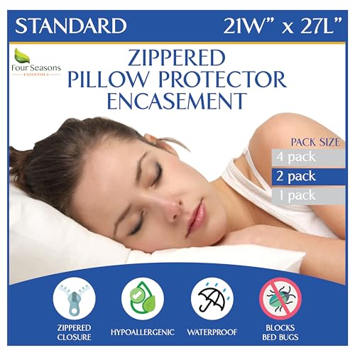 Four Seasons Essentials Standard Waterproof Pillow Protectors, Set of 2
