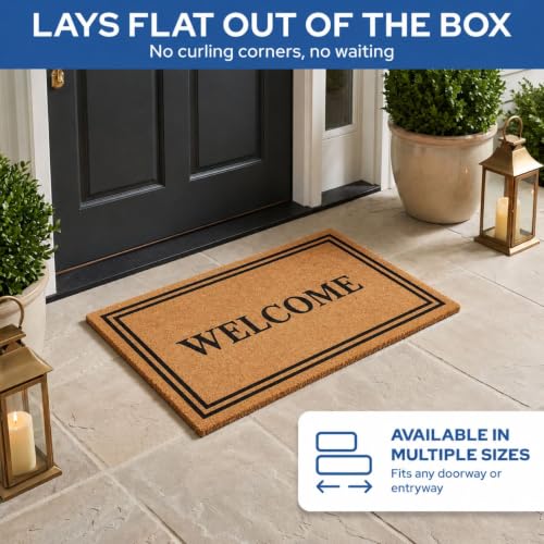 Welcome Doormat 17x30 Inches - Non-Slip Natural Coco Coir Door Mat