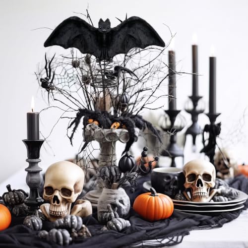 11-Inch Halloween Bat Tree Topper with Spring Base - Spooky Gothic Decor