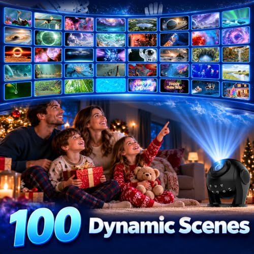Jykofex Black 3D Galaxy Projector with 100 HD Dynamic Video Scenes