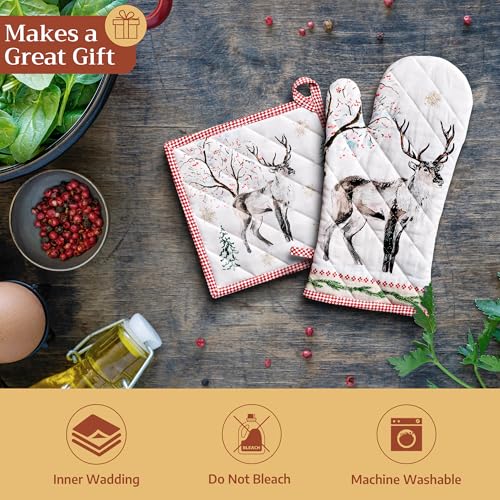 Maison d' Herm ine Pot Holders 8" x 8" Cotton, Pack of 1 — Rural Christmas 079
