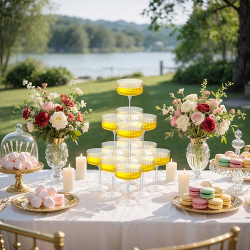 20-Piece 10 oz Plastic Champagne Coupe Glasses - Elegant Disposable Flutes